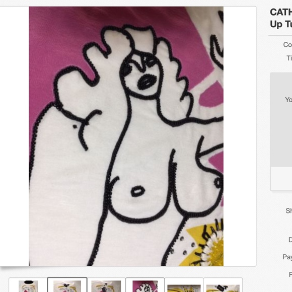 CATHERINE MALANDRINO Pop Art Sequin Beaded Beach Cover Up Tunic⭐ - Picture 4 of 7